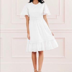 Rachel Parcell White Dutch Flutter Sleeve Dress